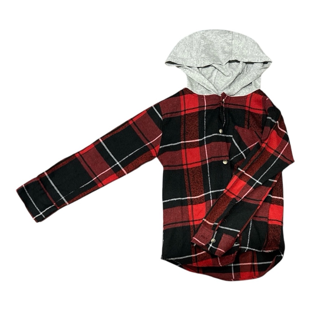 Plaid Red and Black Kids' Hoodie Shirt